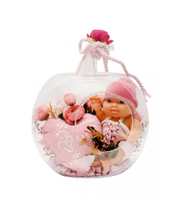 Elma Fanusta Hoşgeldin Kız Bebek Teraryum (~30 cm)